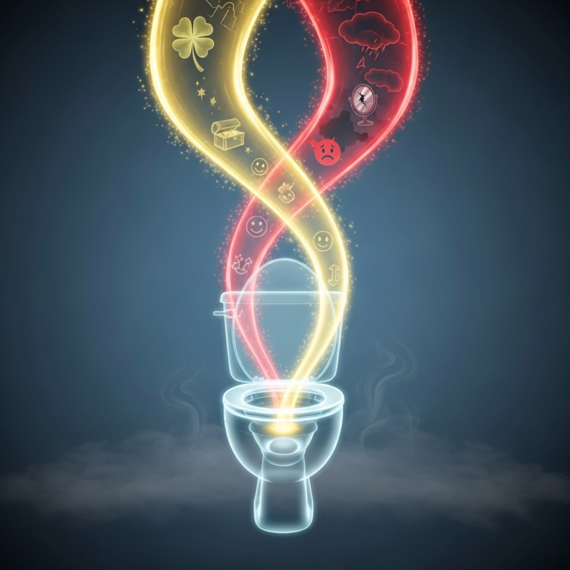 Illustration of 【夢占い】トイレの夢が示す幸運と警告のサイン