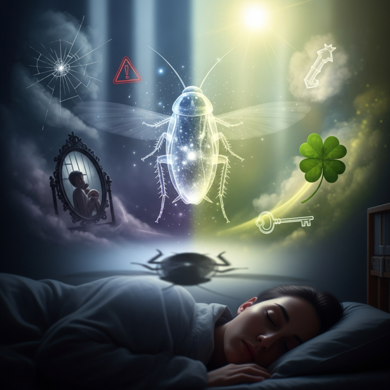 Illustration of ゴキブリの夢は警告?幸運?状況別の意味と対策