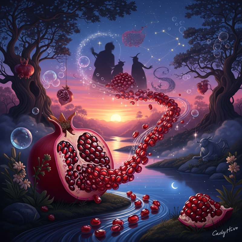 Illustration of ザクロの夢の夢占い。意味や前兆を解説