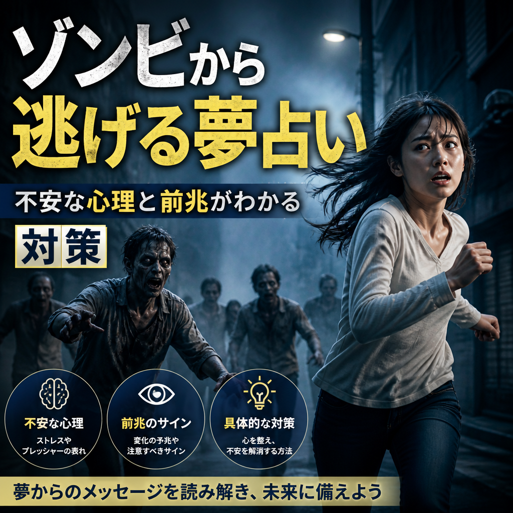 Illustration of ゾンビから逃げる夢占い 不安な心理と前兆がわかる対策