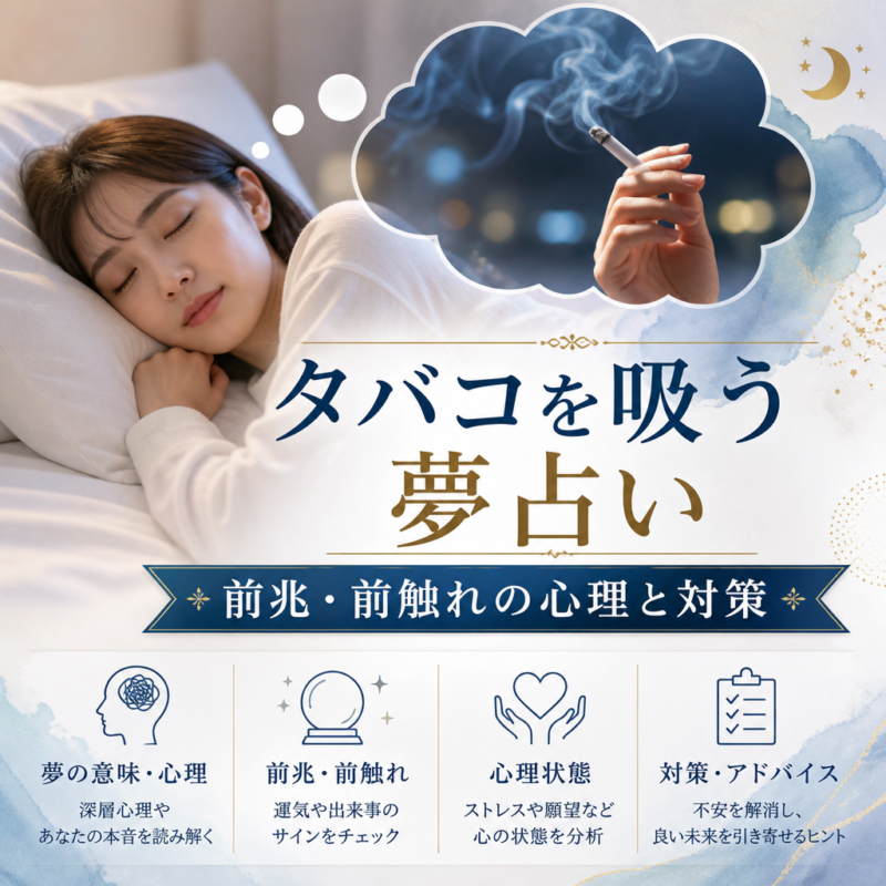 Illustration of タバコを吸う夢占い｜前兆・前触れの心理と対策