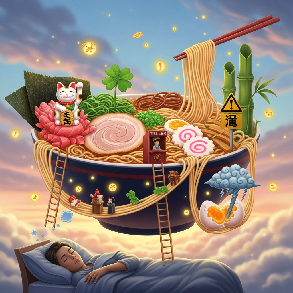 Illustration of ラーメンの夢は要注意？夢占いが教える幸運の前兆と対策