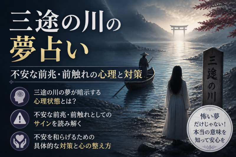 Illustration of 三途の川の夢占い 不安な前兆・前触れの心理と対策