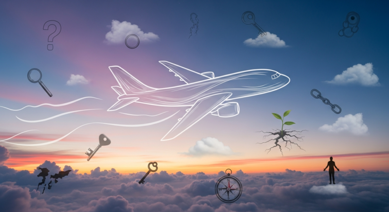 Illustration of 飛行機の夢の夢占い｜心理・前兆・前触れと対策