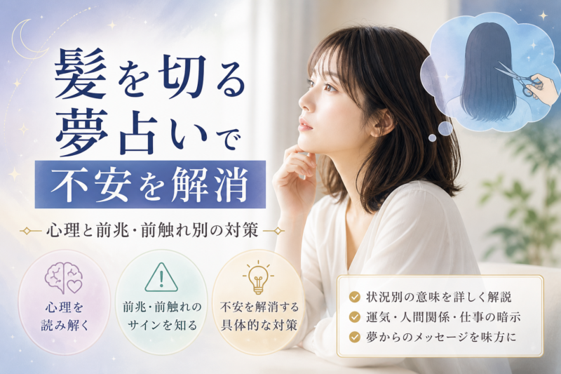 Illustration of 髪を切る夢占いで不安を解消｜心理と前兆・前触れ別の対策